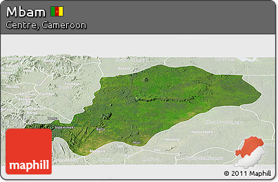 Satellite Panoramic Map of Mbam, lighten
