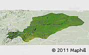 Satellite Panoramic Map of Mbam, lighten