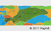 Satellite Panoramic Map of Mbam, political outside
