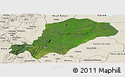Satellite Panoramic Map of Mbam, shaded relief outside
