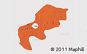 Political 3D Map of Mefou, single color outside