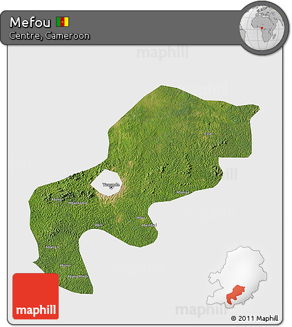 Satellite 3D Map of Mefou, single color outside