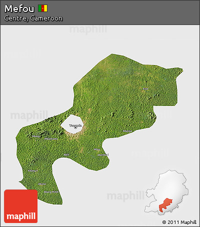 Satellite 3D Map of Mefou, single color outside