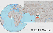 Gray Location Map of Mefou, highlighted parent region, within the entire country