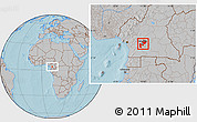 Gray Location Map of Mefou, hill shading