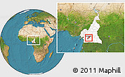 Satellite Location Map of Mefou, highlighted country, within the entire country