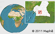 Satellite Location Map of Mefou, highlighted country