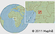 Savanna Style Location Map of Mefou, hill shading