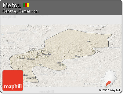 Shaded Relief Panoramic Map of Mefou, lighten