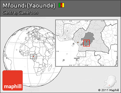 Blank Location Map of Mfoundi(Yaounde), highlighted country, highlighted parent region