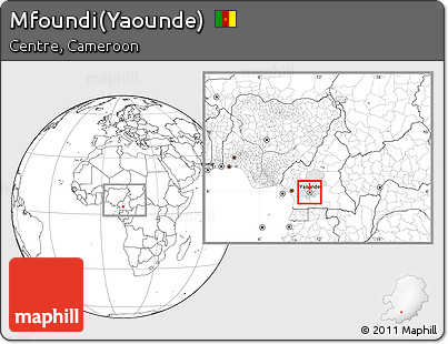 Blank Location Map of Mfoundi(Yaounde), highlighted parent region, within the entire country