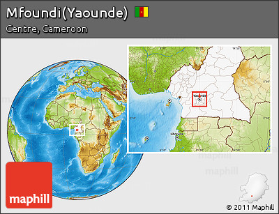 Physical Location Map of Mfoundi(Yaounde), highlighted country