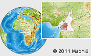 Physical Location Map of Mfoundi(Yaounde), highlighted country, highlighted parent region, within the entire country