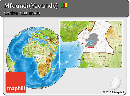 Physical Location Map of Mfoundi(Yaounde), highlighted country, highlighted parent region