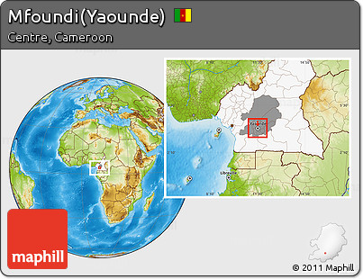 Physical Location Map of Mfoundi(Yaounde), highlighted country, highlighted parent region