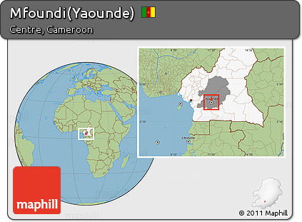 Savanna Style Location Map of Mfoundi(Yaounde), highlighted country, highlighted parent region