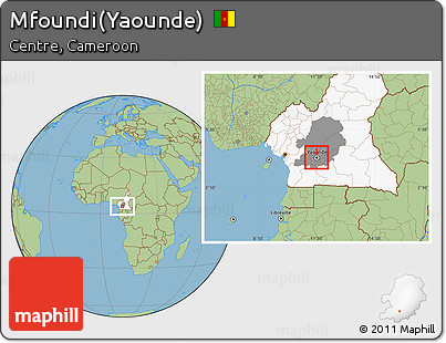Savanna Style Location Map of Mfoundi(Yaounde), highlighted country, highlighted parent region
