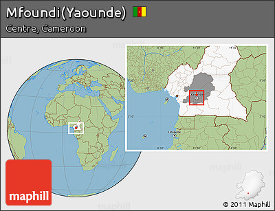 Savanna Style Location Map of Mfoundi(Yaounde), highlighted country, highlighted parent region