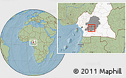 Savanna Style Location Map of Mfoundi(Yaounde), highlighted country, highlighted parent region, hill shading