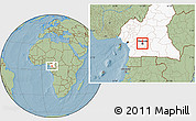 Savanna Style Location Map of Mfoundi(Yaounde), highlighted country, hill shading