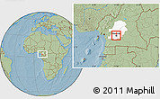 Savanna Style Location Map of Mfoundi(Yaounde), highlighted parent region, hill shading
