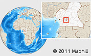 Shaded Relief Location Map of Mfoundi(Yaounde), highlighted country