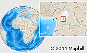 Shaded Relief Location Map of Mfoundi(Yaounde), highlighted parent region