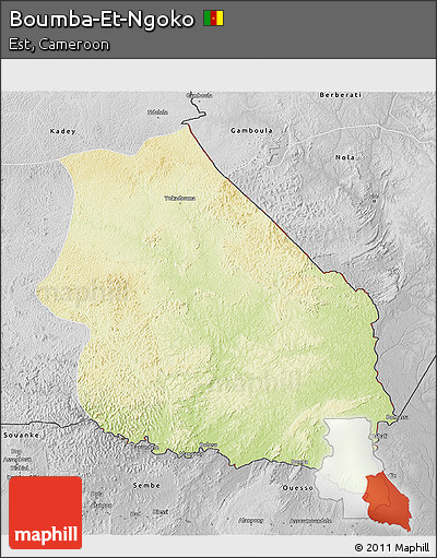 Physical 3D Map of Boumba-Et-Ngoko, desaturated