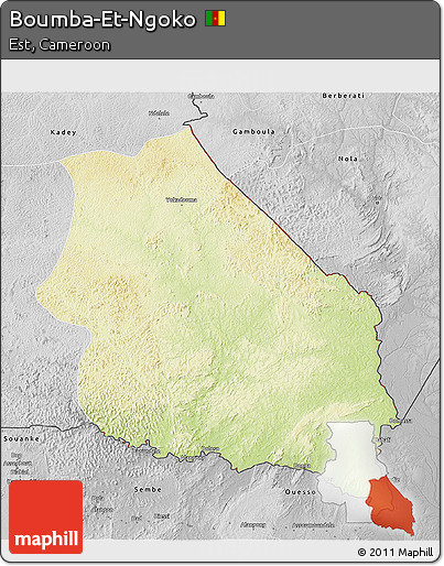 Physical 3D Map of Boumba-Et-Ngoko, desaturated