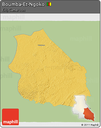 Savanna Style 3D Map of Boumba-Et-Ngoko, single color outside