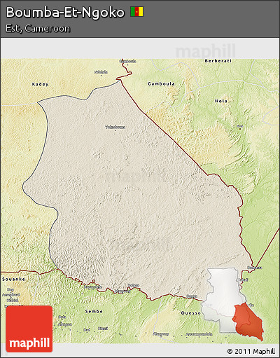 Shaded Relief 3D Map of Boumba-Et-Ngoko, physical outside