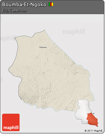 Shaded Relief 3D Map of Boumba-Et-Ngoko, single color outside