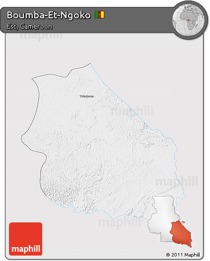 Silver Style 3D Map of Boumba-Et-Ngoko, single color outside