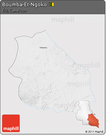 Silver Style 3D Map of Boumba-Et-Ngoko, single color outside