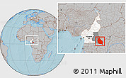 Gray Location Map of Boumba-Et-Ngoko, highlighted country, highlighted parent region, within the entire country, hill shading