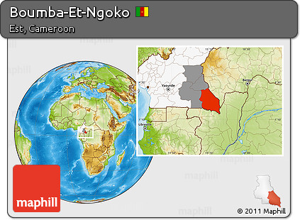 Physical Location Map of Boumba-Et-Ngoko, highlighted country, highlighted parent region