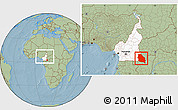 Savanna Style Location Map of Boumba-Et-Ngoko, highlighted country, within the entire country, hill shading