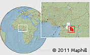 Savanna Style Location Map of Boumba-Et-Ngoko, highlighted parent region, within the entire country, hill shading