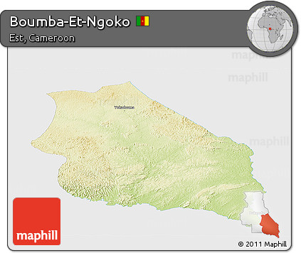 Physical Panoramic Map of Boumba-Et-Ngoko, single color outside