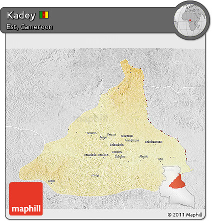 Physical 3D Map of Kadey, lighten, desaturated