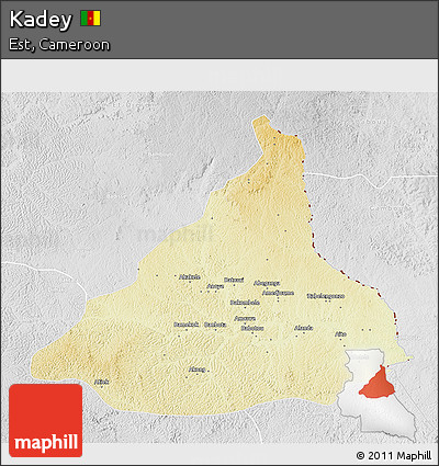 Physical 3D Map of Kadey, lighten, desaturated