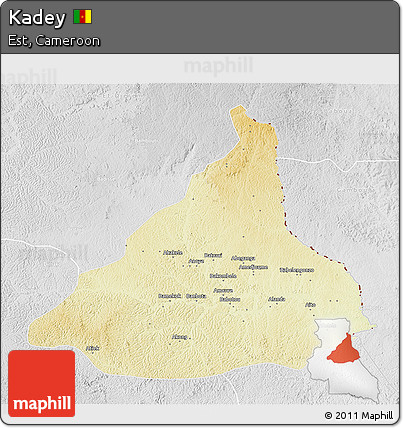 Physical 3D Map of Kadey, lighten, desaturated