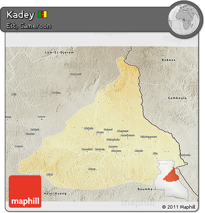 Physical 3D Map of Kadey, semi-desaturated