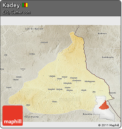 Physical 3D Map of Kadey, semi-desaturated