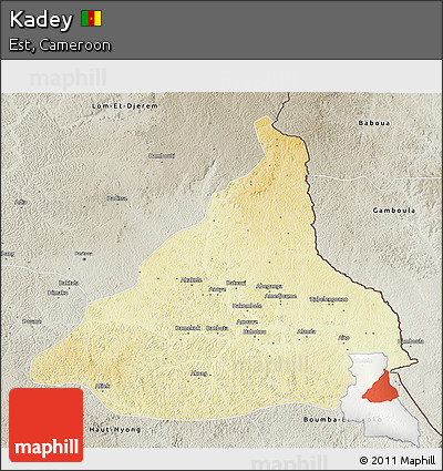 Physical 3D Map of Kadey, semi-desaturated