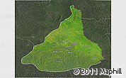 Satellite 3D Map of Kadey, darken, semi-desaturated