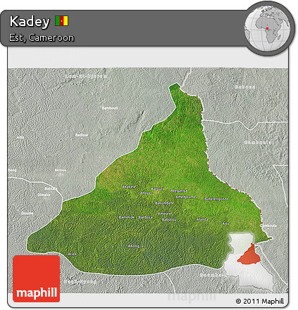 Satellite 3D Map of Kadey, lighten, semi-desaturated