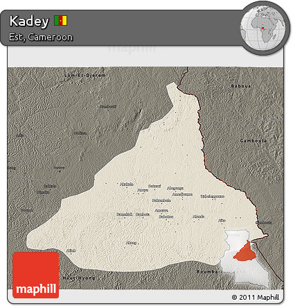 Shaded Relief 3D Map of Kadey, darken