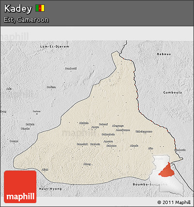 Shaded Relief 3D Map of Kadey, desaturated