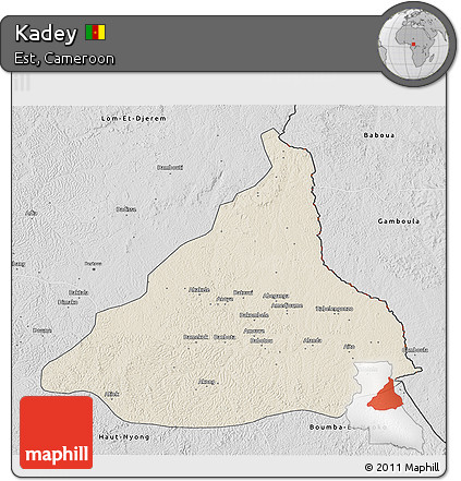 Shaded Relief 3D Map of Kadey, desaturated